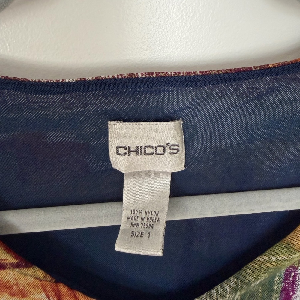 Chico's Multicolor Abstract Patchwork V-Neck Top - Picture 2 of 3